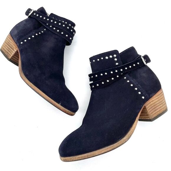 Boden Keira Studded Ankle Booties Ink Dark Navy Suede Women’s Size 38 EU | 7 US - Picture 4 of 16